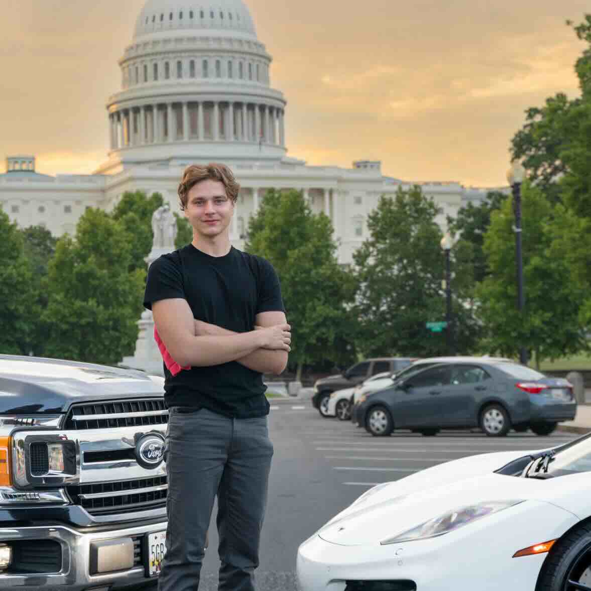 James with a McLaren near the Capitol